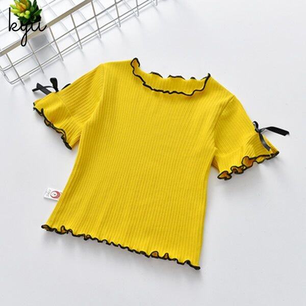 KYII Girls Long Sleeve summer children Cotton Korean Round-neck Top kyii0195