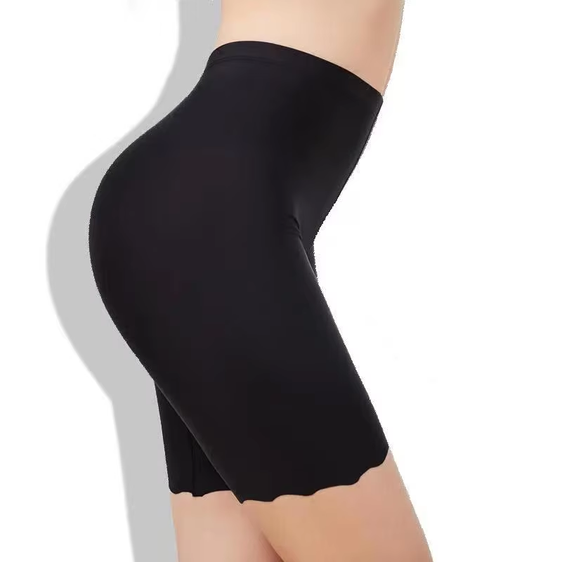 Seamless Ice Silk Safety Shorts Women Summer High Waist Boyshorts Underpants Plus Size Anti Rub Thigh Underskirt Safety Pants