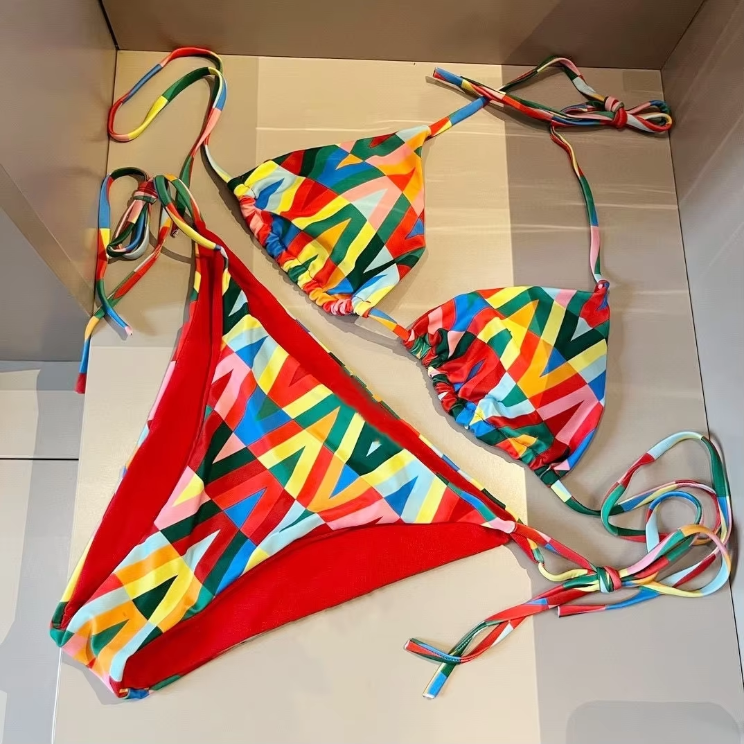 Luxury Brand Design 2025 Summer Swim Bikini Print Swimsuit 2 Piece Set For Women Sexy Swimwear Tankini Ladies Beach Wear Clothes