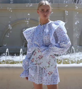 TARUXY Fashion Print Lace Up Mini Dress For Women Removable Girdle Autumn Long Sleeves Slim Evening Dresses Flare Sleeve Female