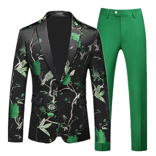 (Blazer + Pants) Fashion Men Wedding Suits 2piece Set Black Red Blue Male Business Social Party Tuxedo Dress Slim Fit Clothes