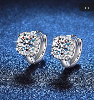 NeeTim 1ct Moissanite Earrings for Women S925 Sterling Silver with 18k Gold Plated Hoop Earring Wedding Jewelry with Certificate